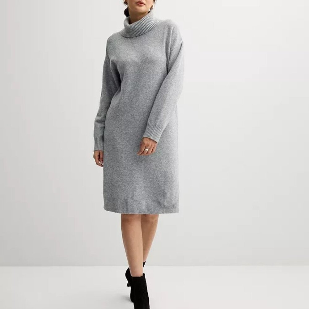 Women's Nine West Turtleneck Sweater Dress, Size: XS, Dark Metal Grey